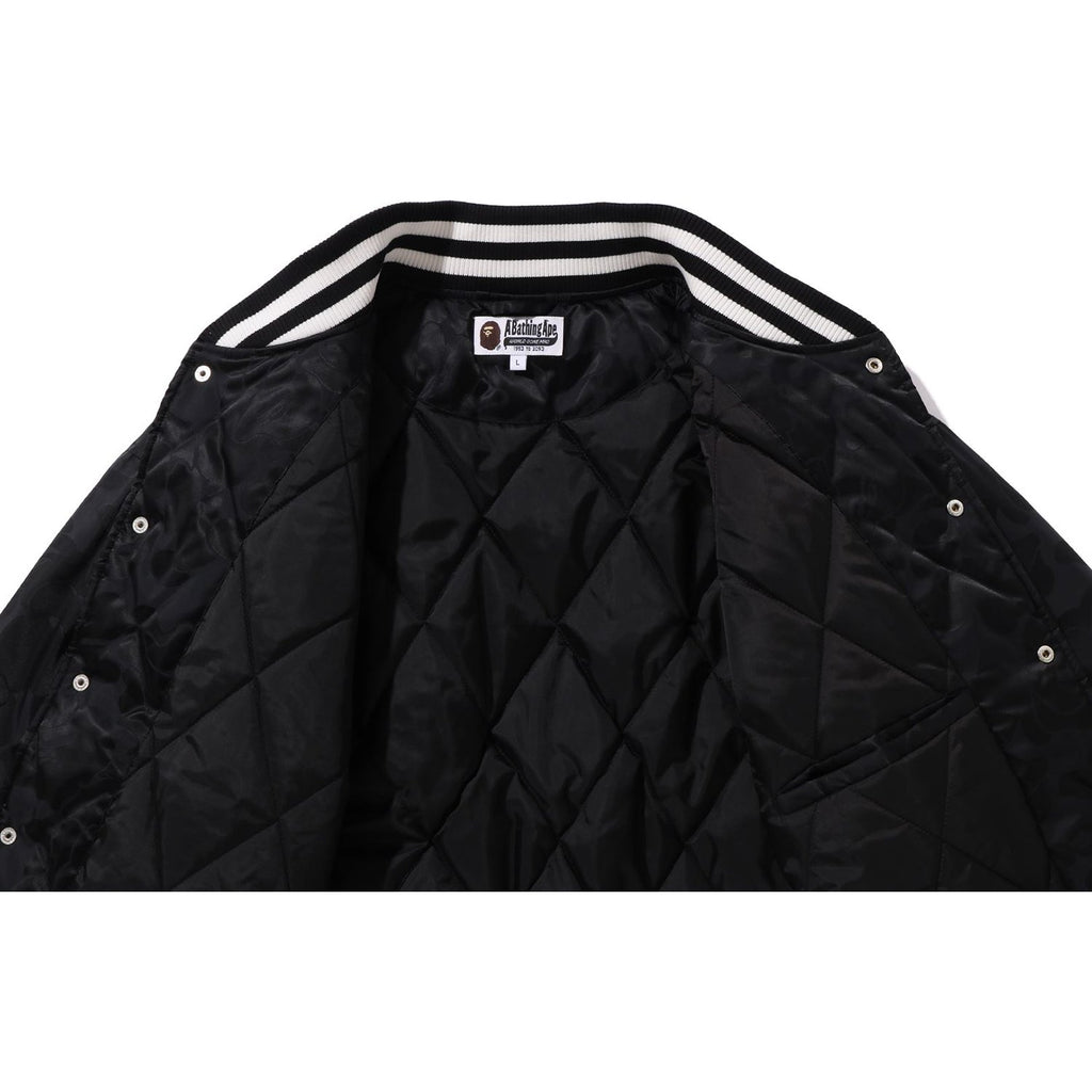 TONAL SOLID CAMO PADDED VARSITY JACKET MENS