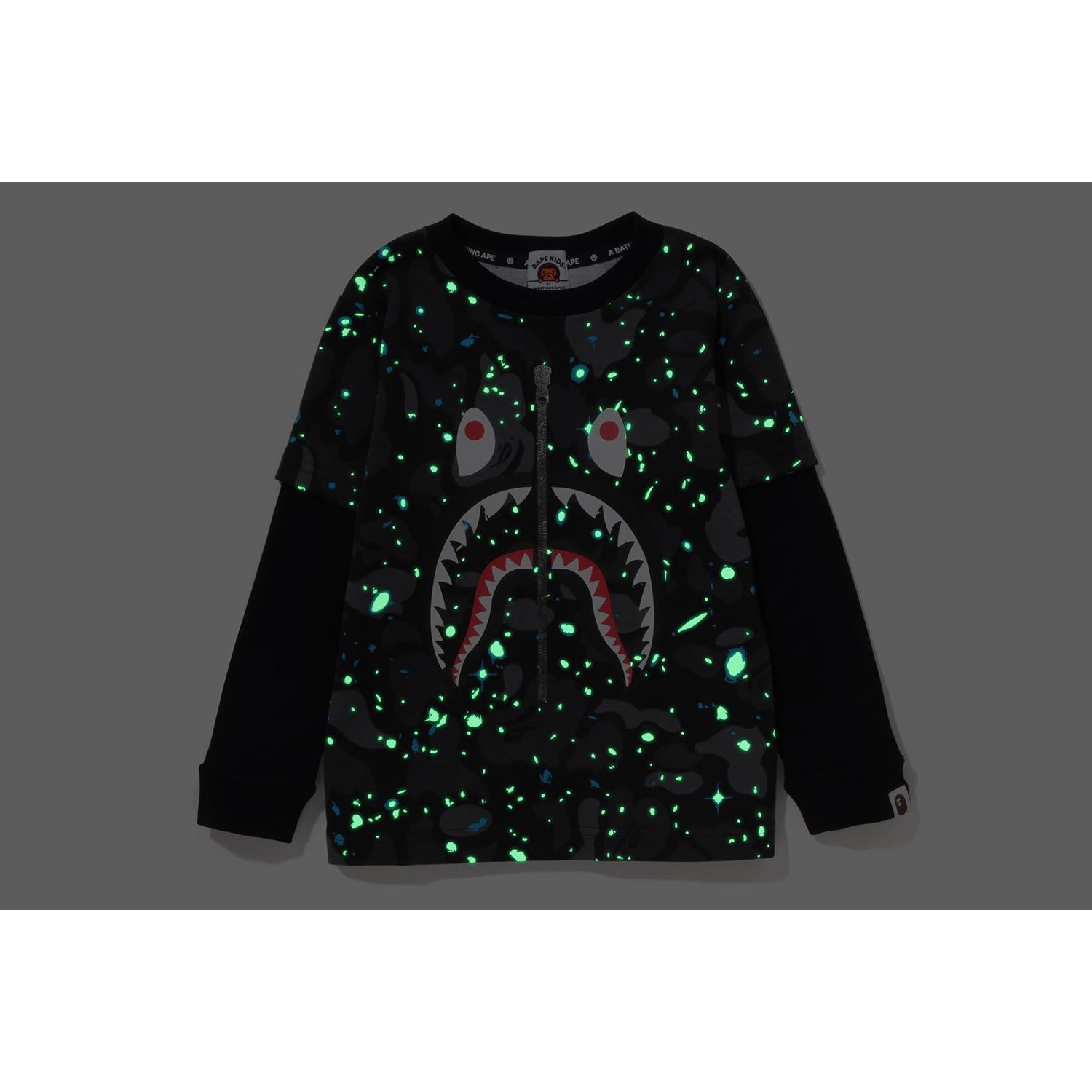 SPACE CAMO SHARK LAYERED L/S TEE KIDS