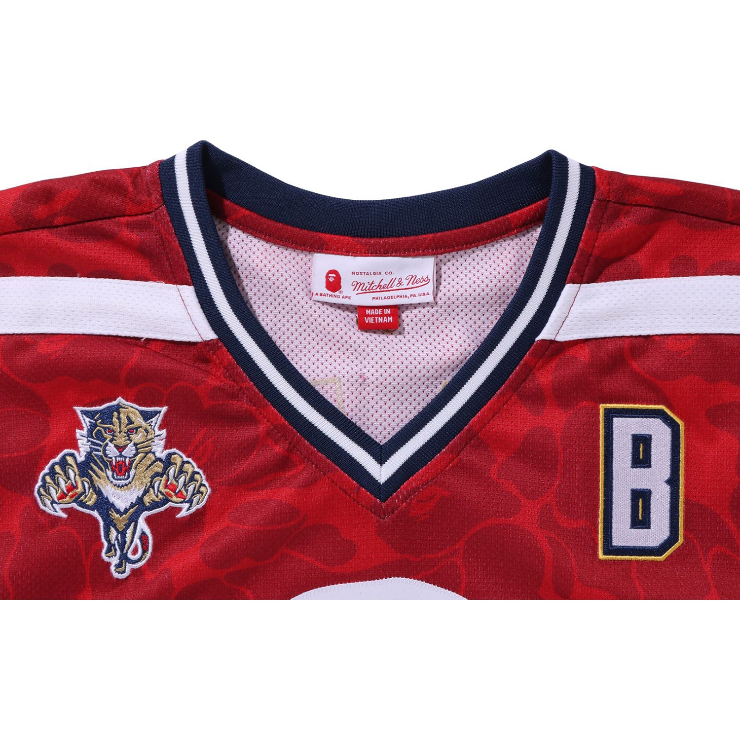 BAPE X MITCHELL & NESS NHL FLORIDA PANTHERS MESH HOCKEY JERSEY L/S TEE MENS
