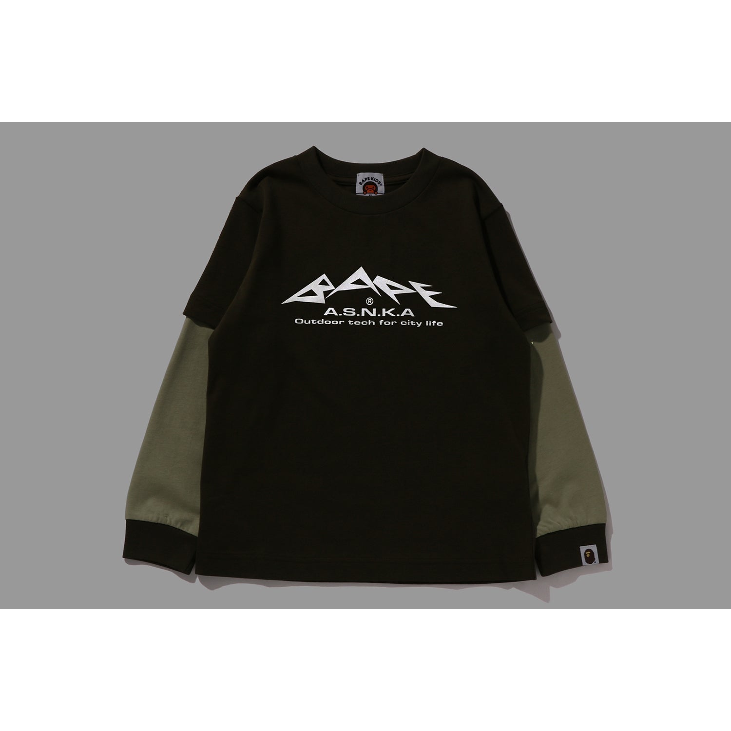 BAPE REFLECTIVE PRINT LAYERED L/S TEE KIDS
