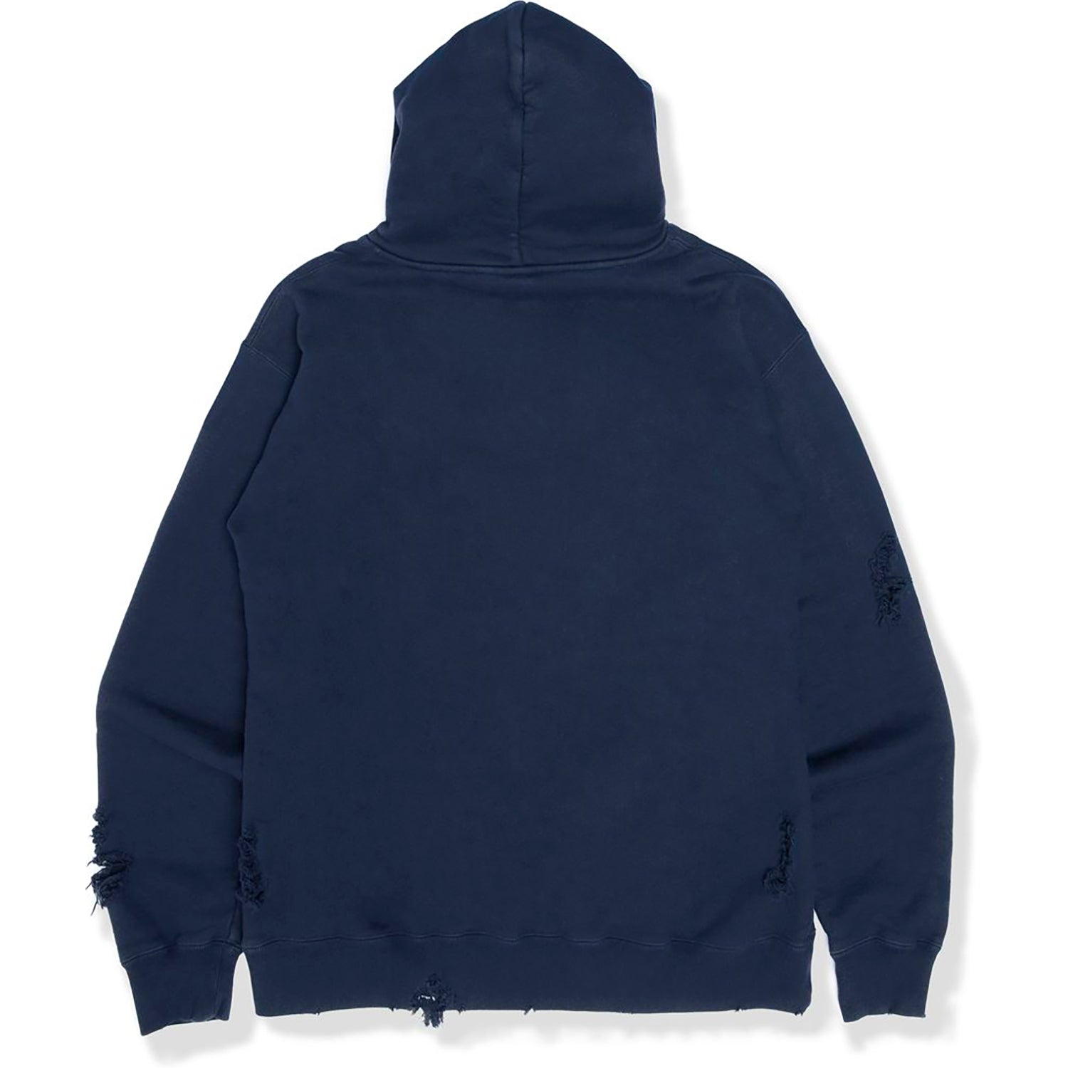 BAPE BLACK LOGO DISTRESSED HOODIE MENS