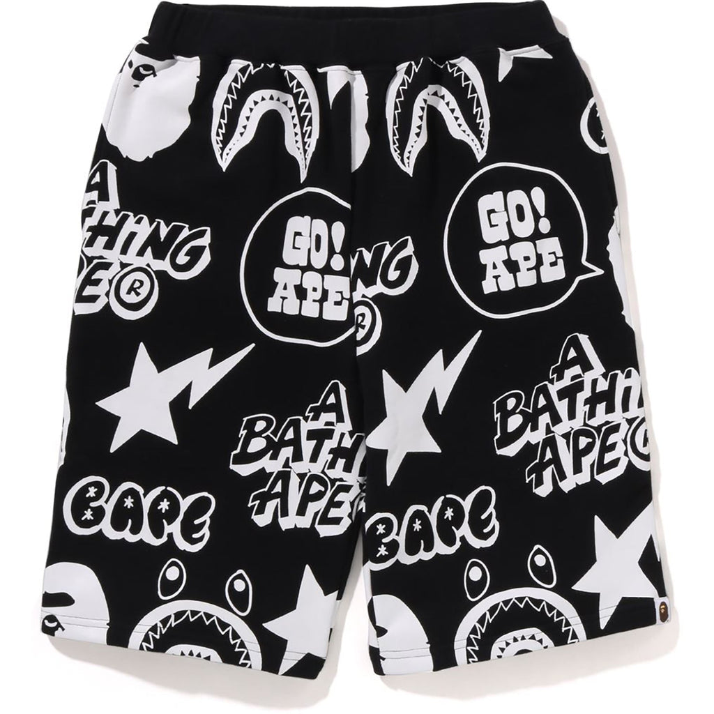 BAPE GRAFFITI PATTERN SWEAT SHORTS KIDS