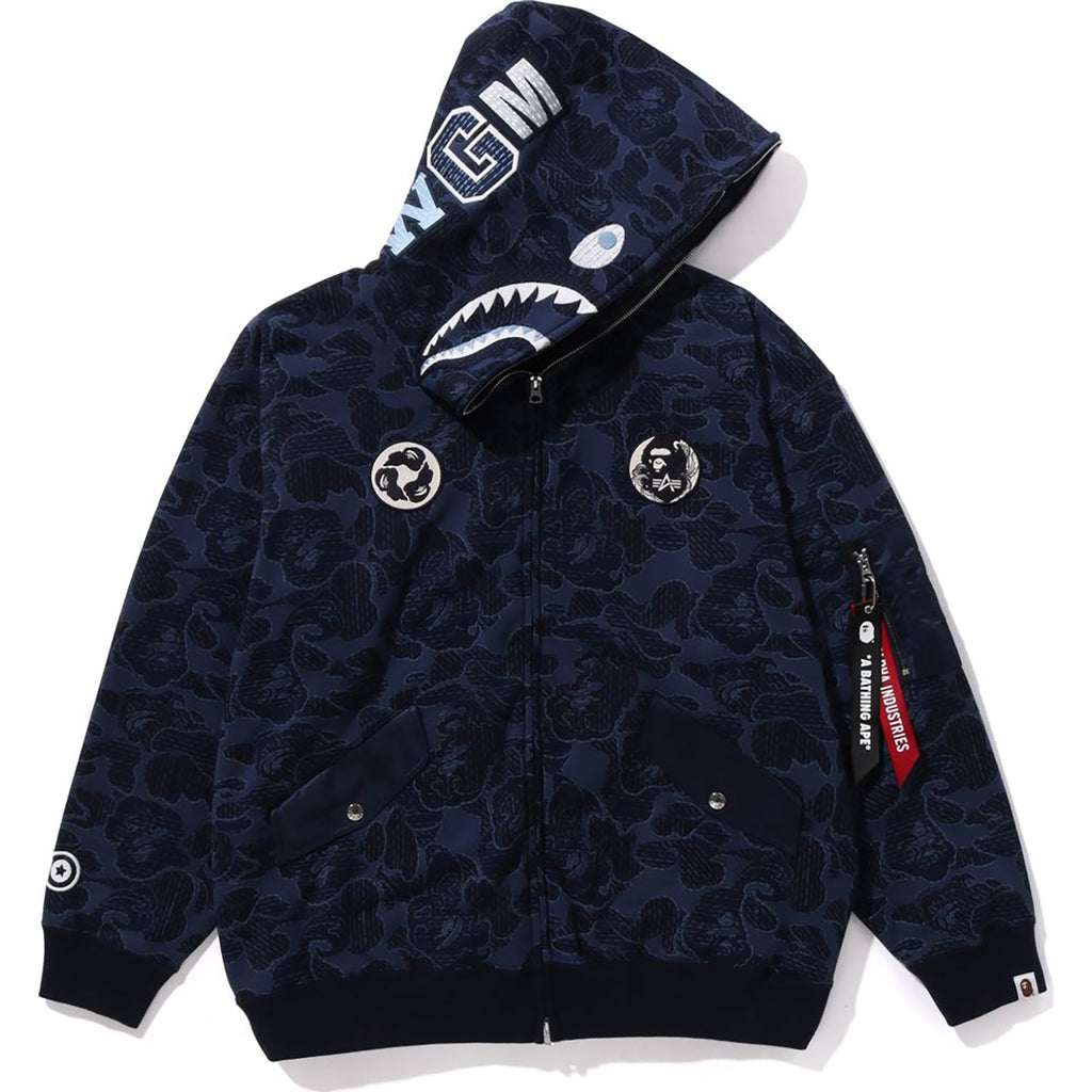 BAPE X ALPHA INDUSTRIES SHARK FULL ZIP HOODIE MENS