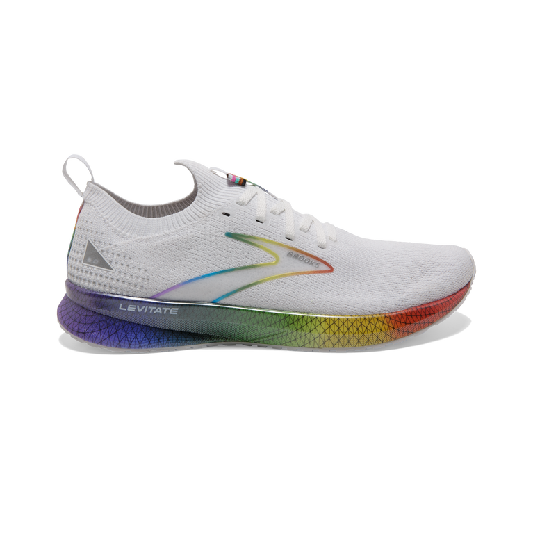 Men's Brooks Levitate Stealthfit 5, White/Oyster/Multi, 11 D Medium