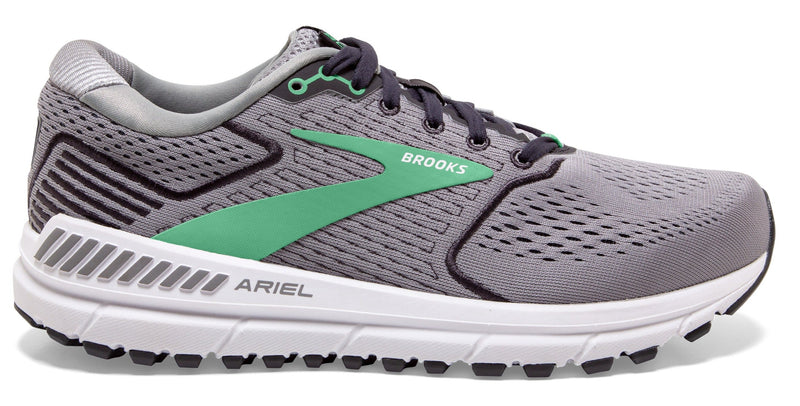 Women's Brooks Ariel '20, Alloy/Blackened Pearl/Green, 9.5 D Wide