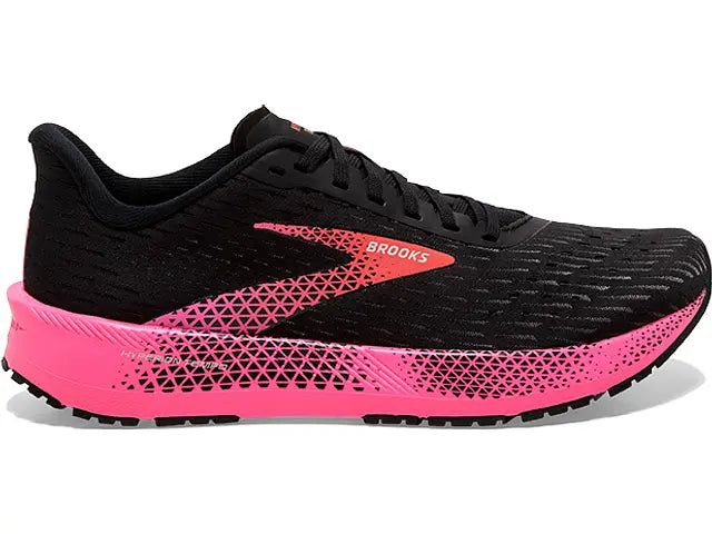 Women's Brooks Hyperion Tempo, Black/Pink/Hot Coral, 9 B Medium