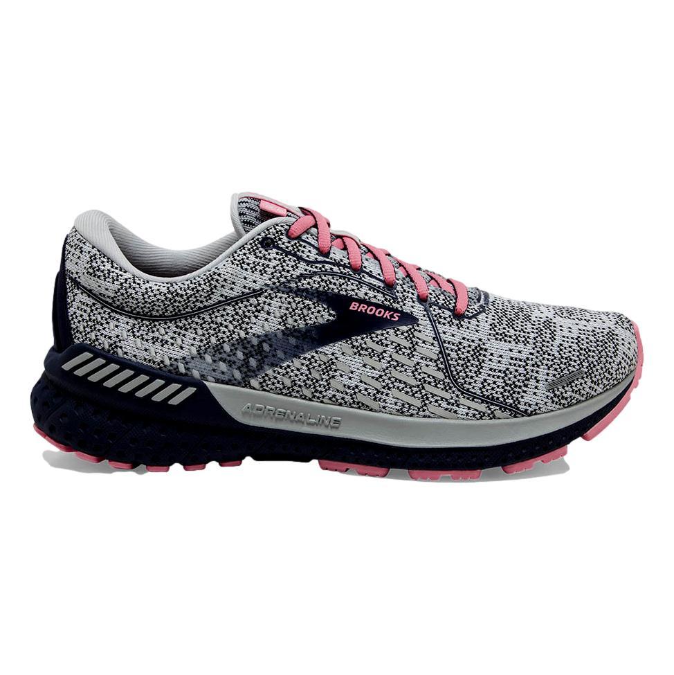 Women's Brooks Adrenaline GTS 21, White/Peacoat/Coral, 7.5 B Medium