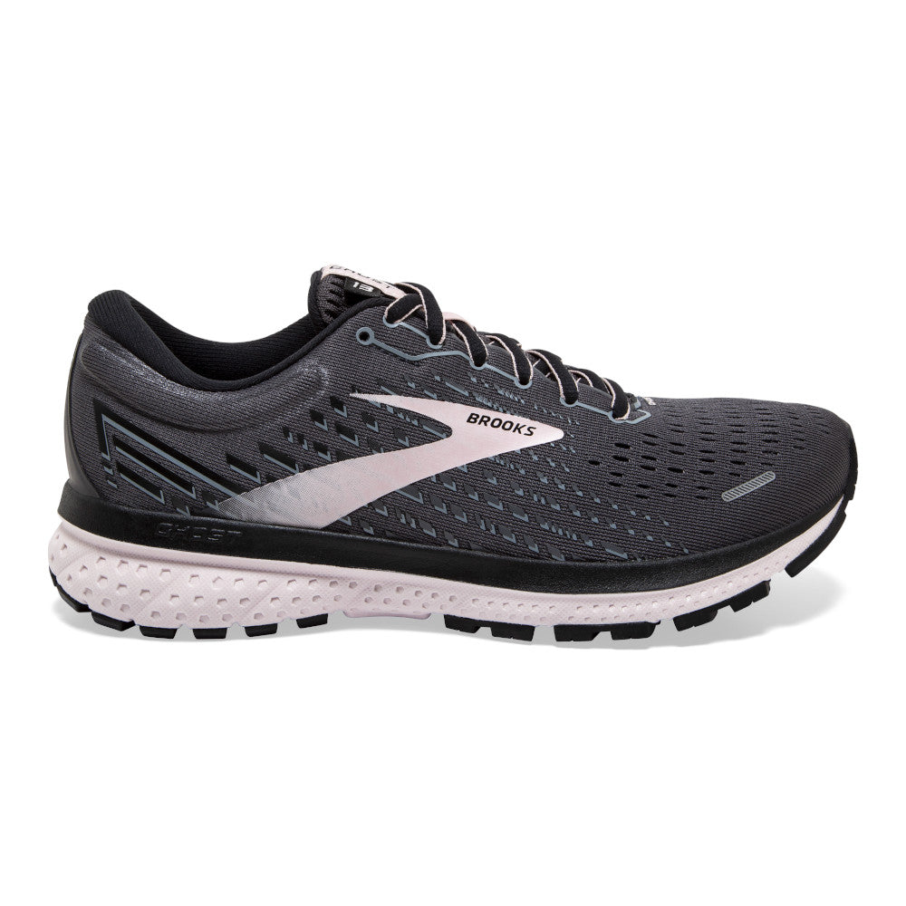 Women's Brooks Ghost 13, Black/Pearl/Hushed Violet, 10 D Wide