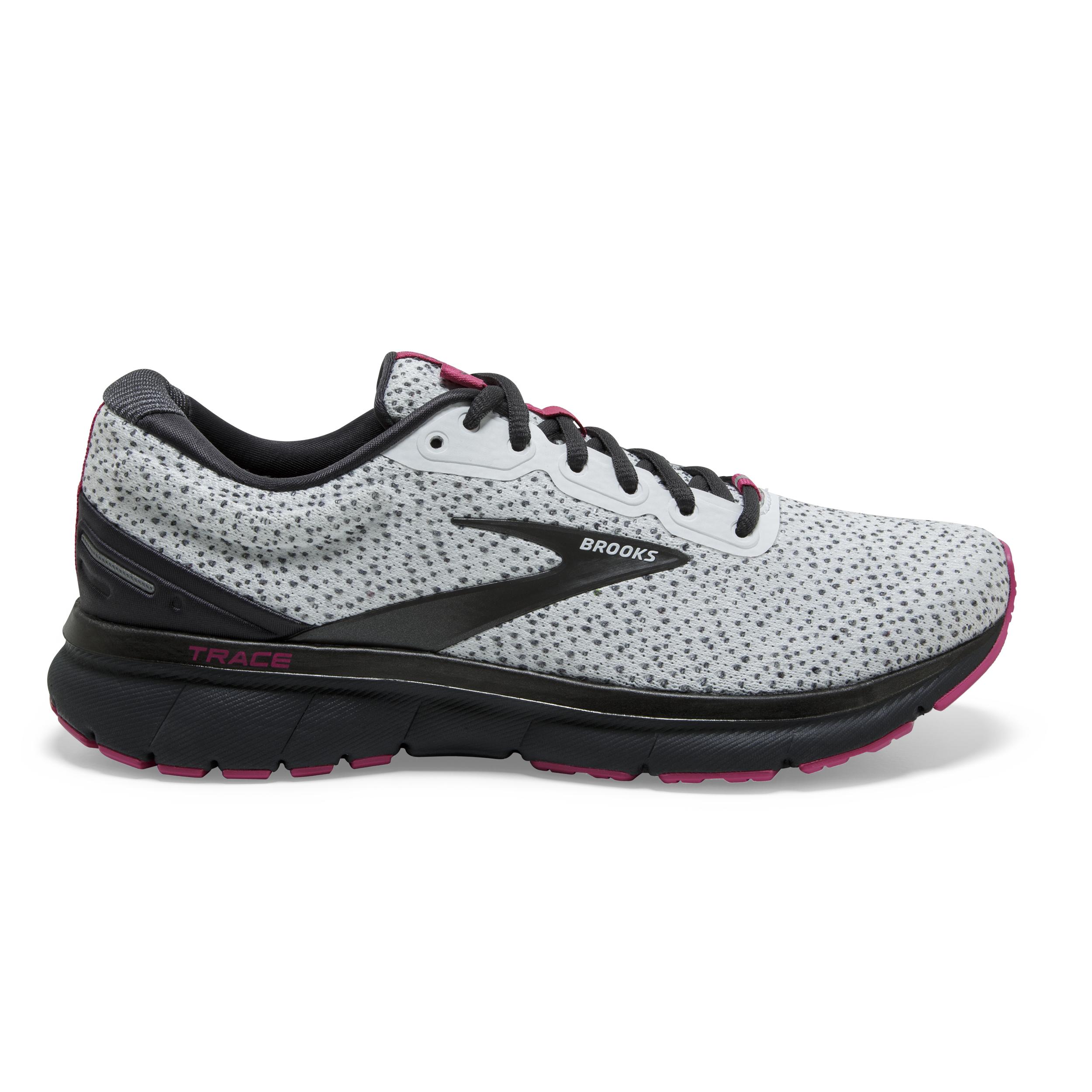 Women's Brooks Trace, Ebony/White/Pink, 8 B Medium