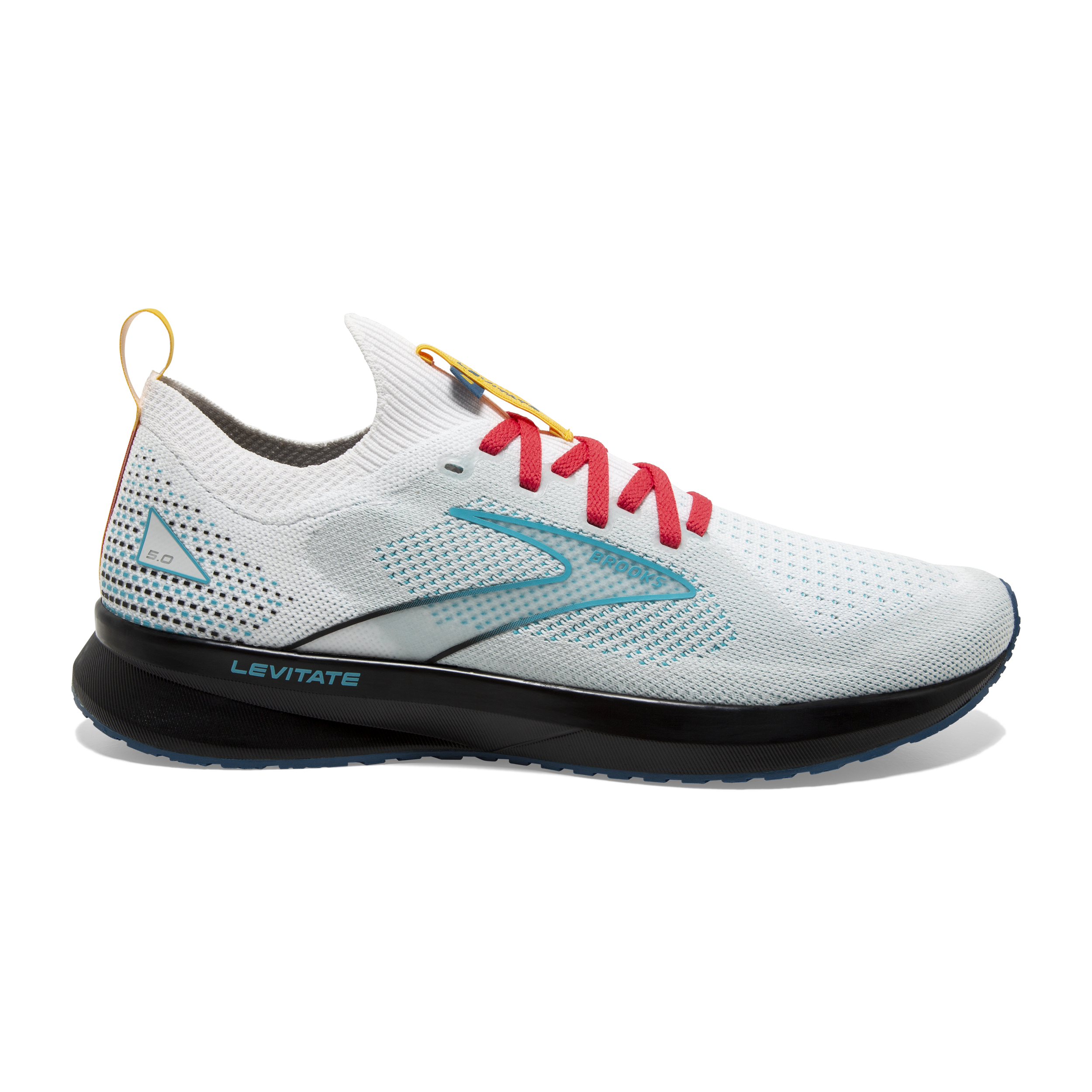 Women's Brooks Levitate Stealthfit 5, White/Luna/Bluebird, 8.5 B Medium