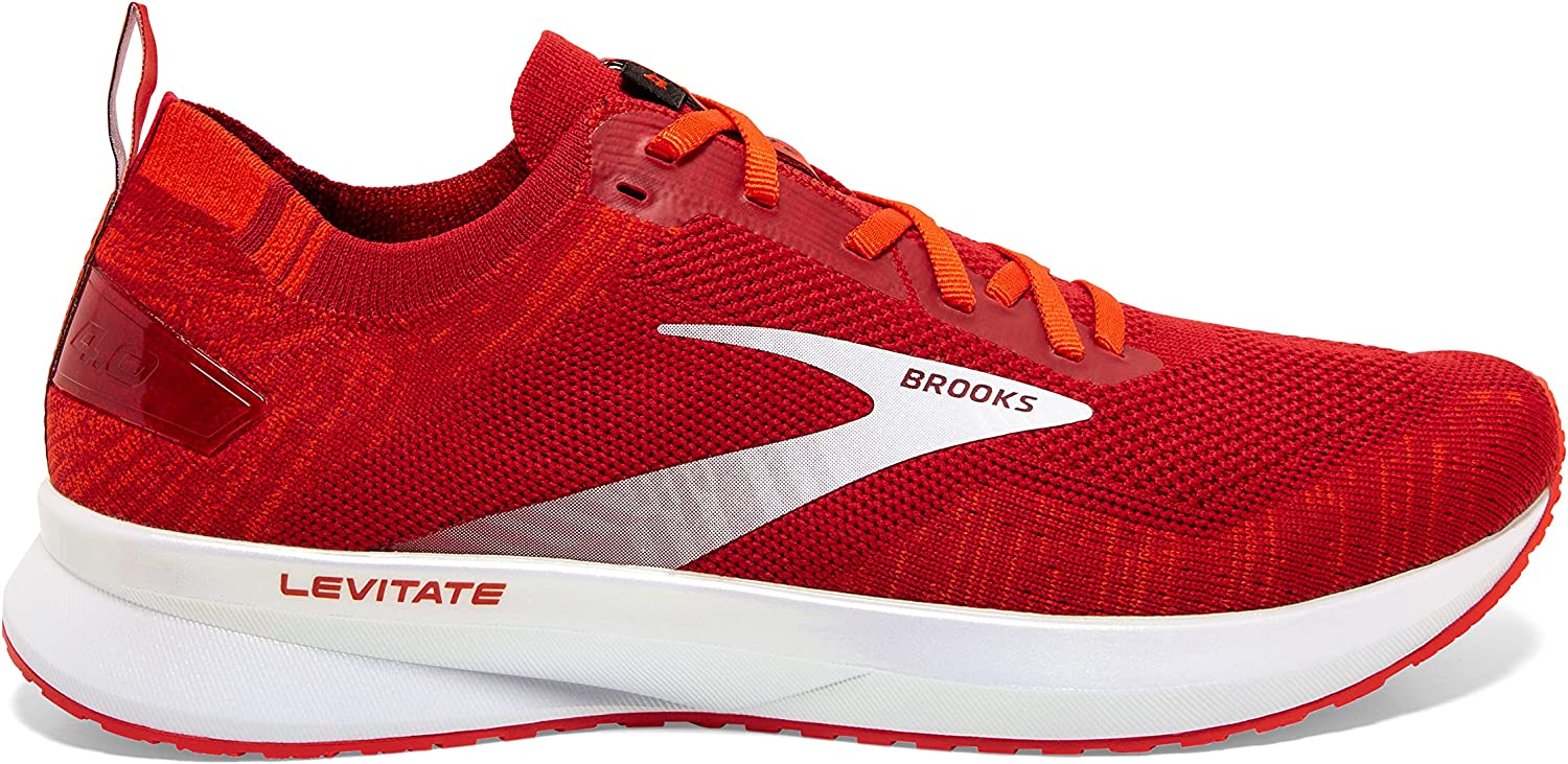 Men's Brooks Levitate 4, Red/Cherry Tomato/White, 9.5 D Medium