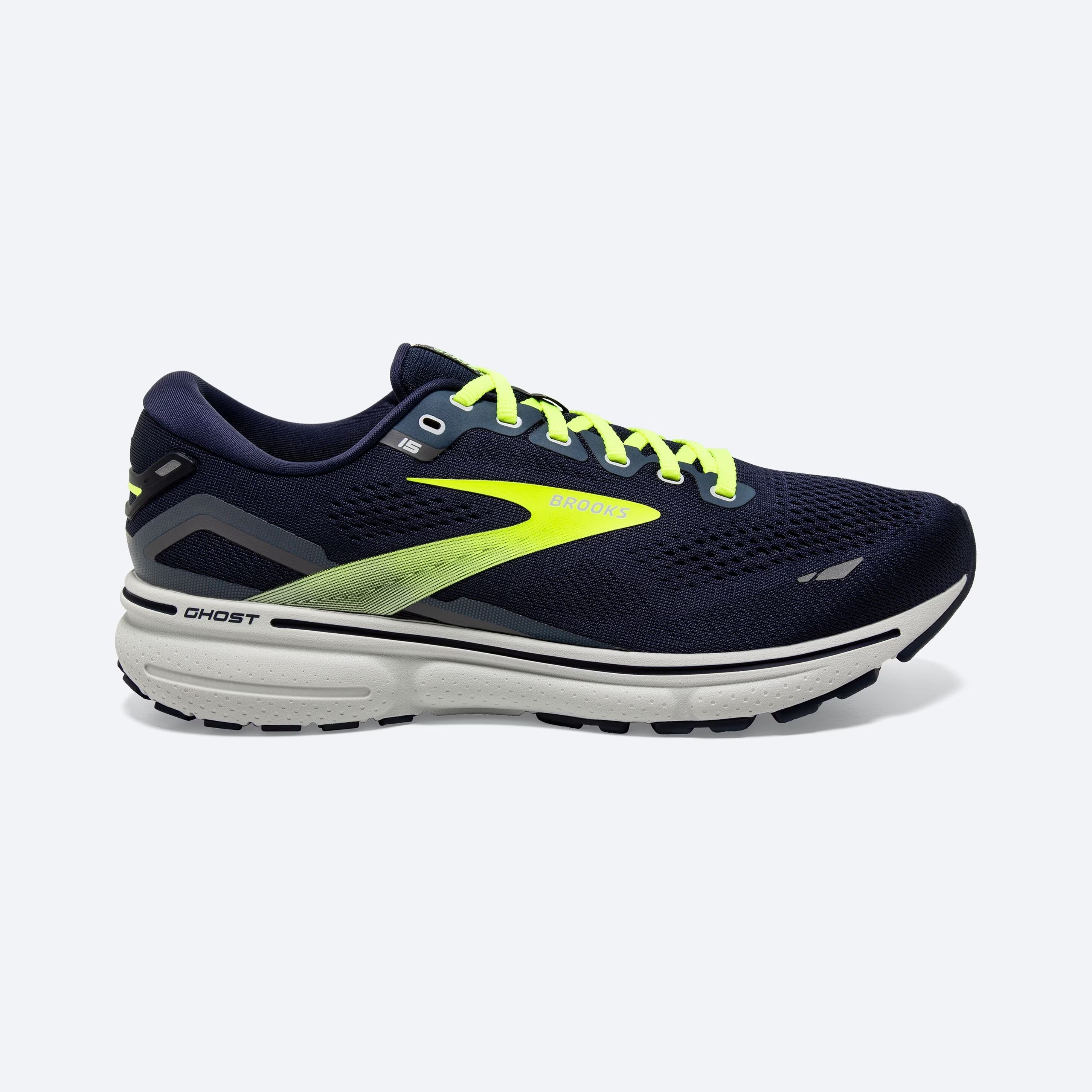 Men's Brooks Ghost 15, Peacoat/Nightlife/Grey, 10.5 2E Wide