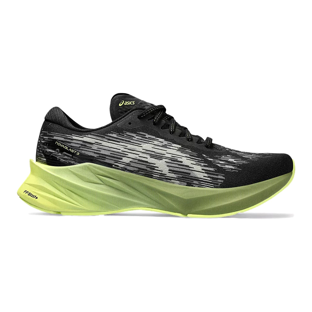 Men's Asics Novablast 3, Black/Dried Leaf Green, 12 D Medium
