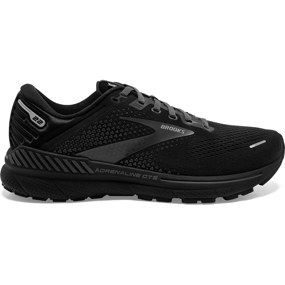 Men's Brooks Adrenaline GTS 22, Black/Black/Ebony, 10.5 D Medium