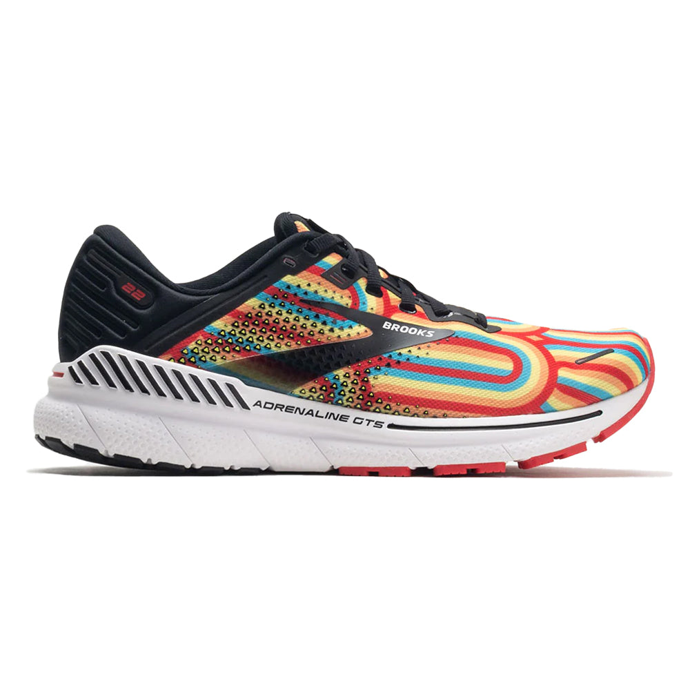 Men's Brooks Adrenaline GTS 22, Black/Bittersweet/Limelight, 11.5 D Medium