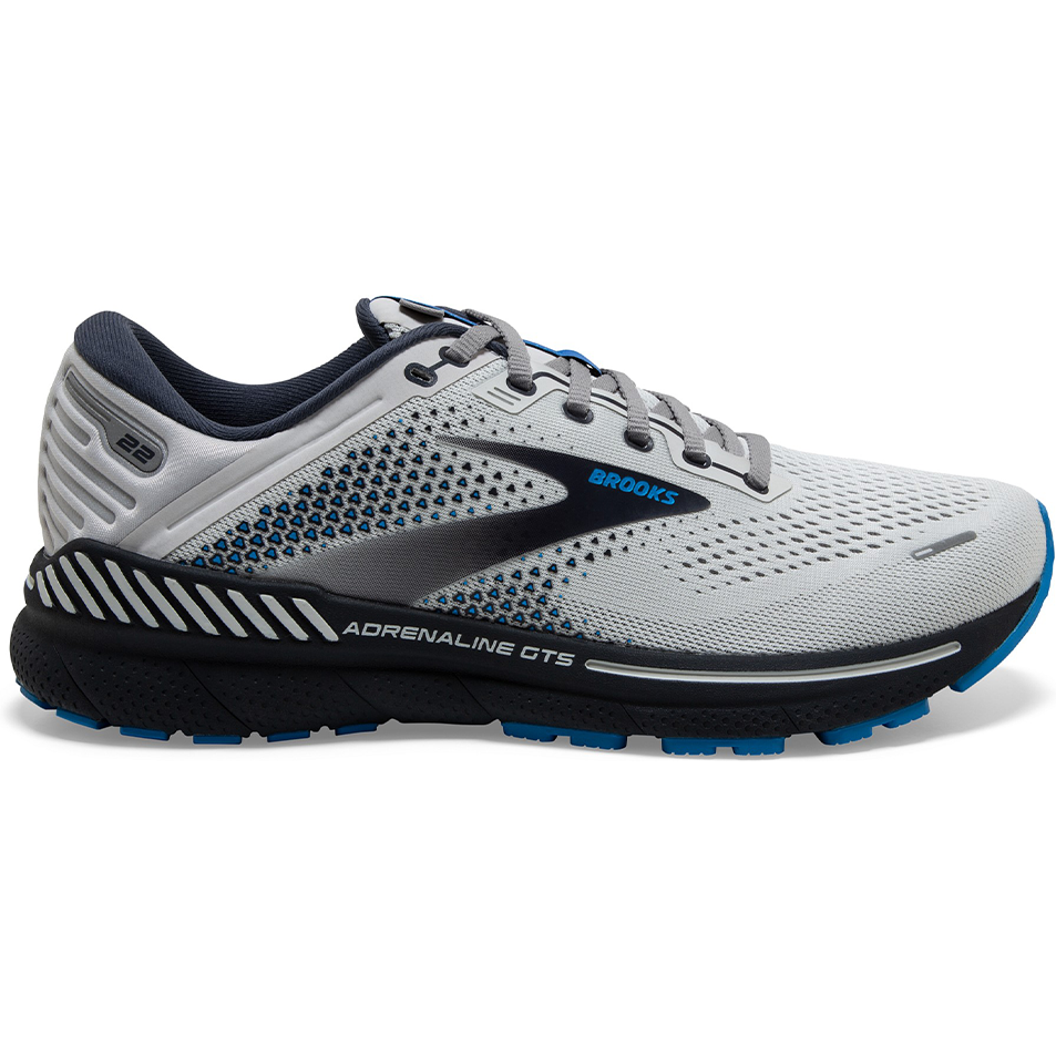 Men's Brooks Adrenaline GTS 22, Oyster/India Ink/Blue, 15 D Medium