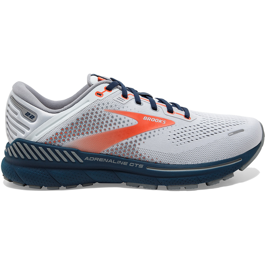 Men's Brooks Adrenaline GTS 22, Arctic/Red/Titan, 8.5 D Medium