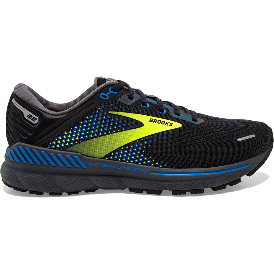 Men's Brooks Adrenaline GTS 22, Black/Blue/Nightlife, 8.5 D Medium