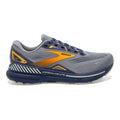 Men's Brooks Adrenaline GTS 23, Grey/Crown Blue/Orange, 10 D Medium