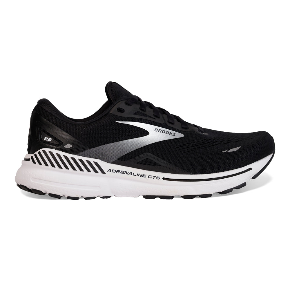 Men's Brooks Adrenaline GTS 23, Black/White/Silver, 14 D Medium