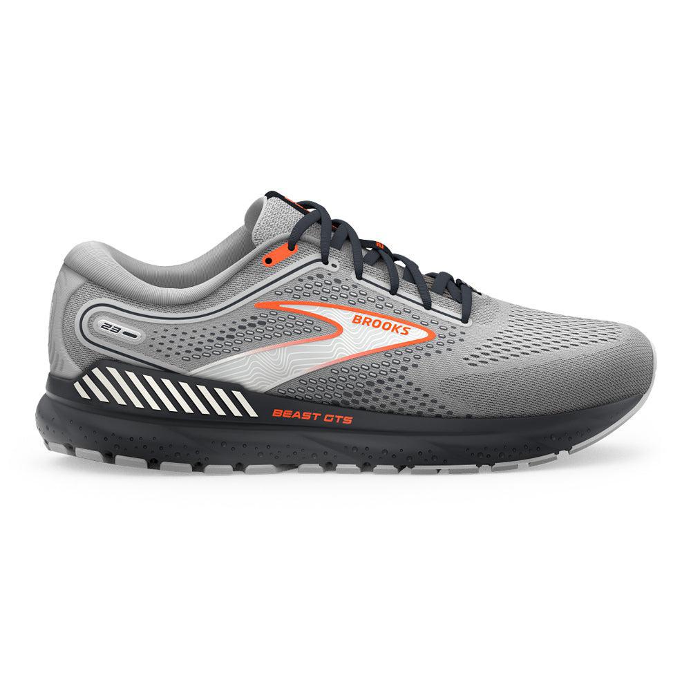 Men's Brooks Beast GTS 23, Grey/Scarlet/Ebony, 12 2E Wide