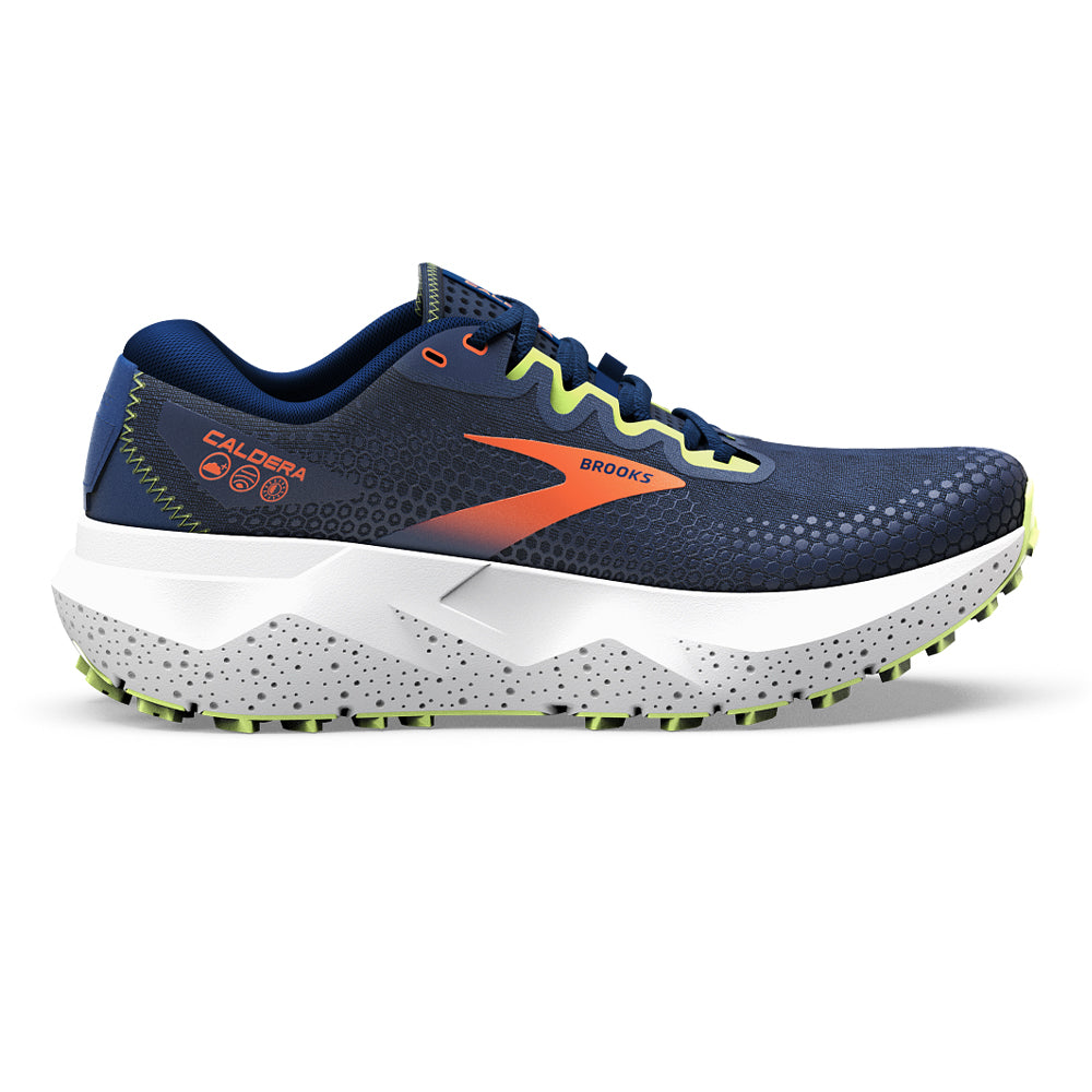 Men's Brooks Caldera 6, Navy/Firecracker/Sharp Green, 10.5 D Medium