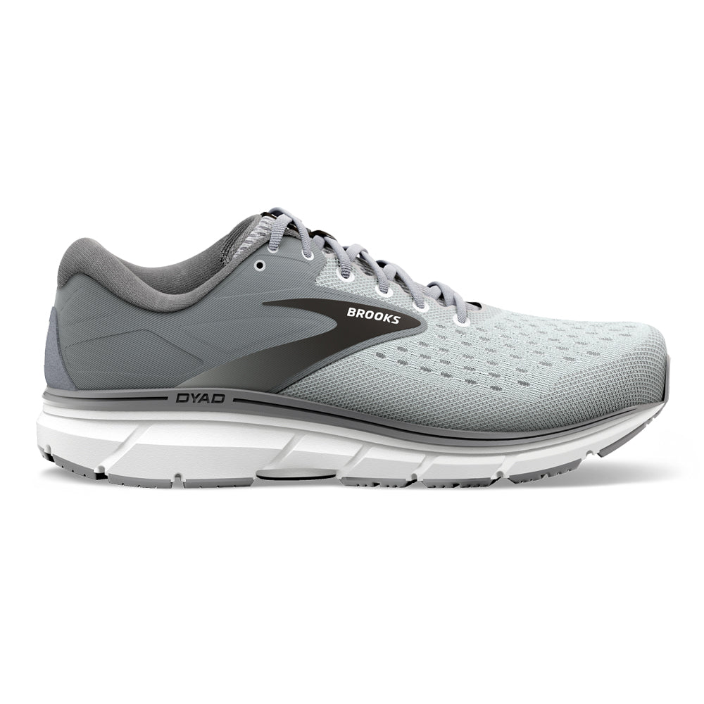 Men's Brooks Dyad 11, Grey/Black/White, 12.5 2E Wide