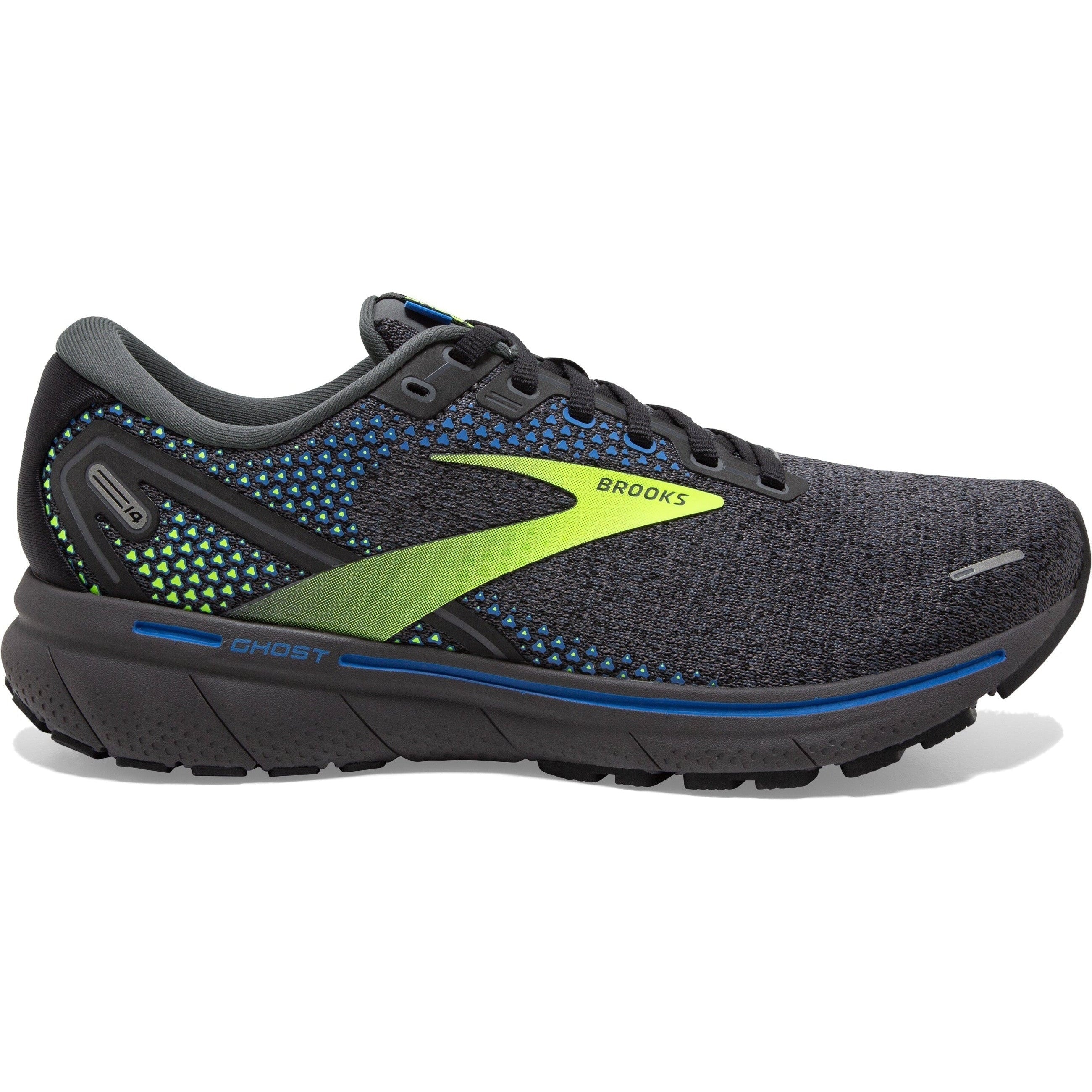 Men's Brooks Ghost 14, Black/Blue/Nightlife, 8 D Medium