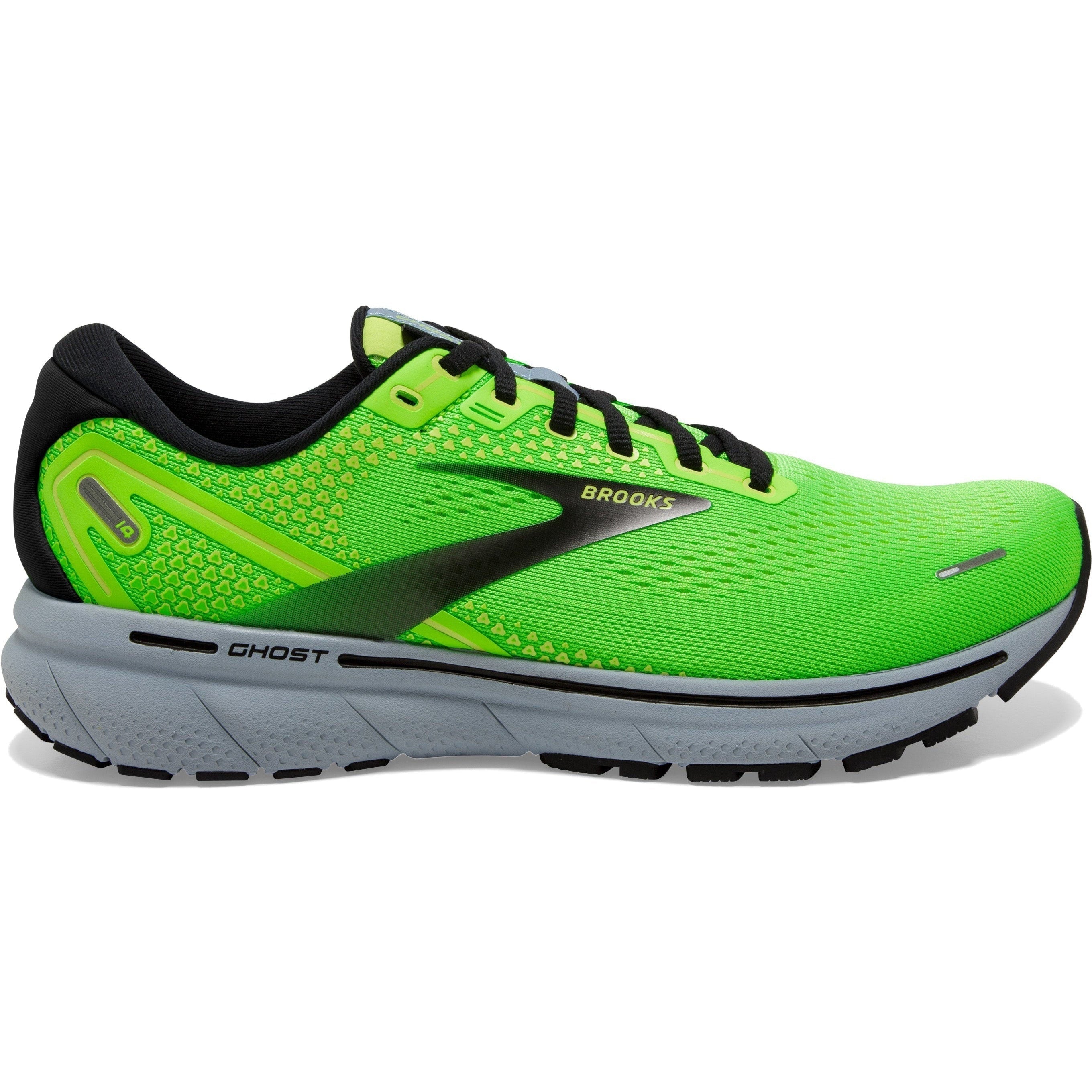 Men's Brooks Ghost 14, Green Gecko/Blue/Black, 10 D Medium