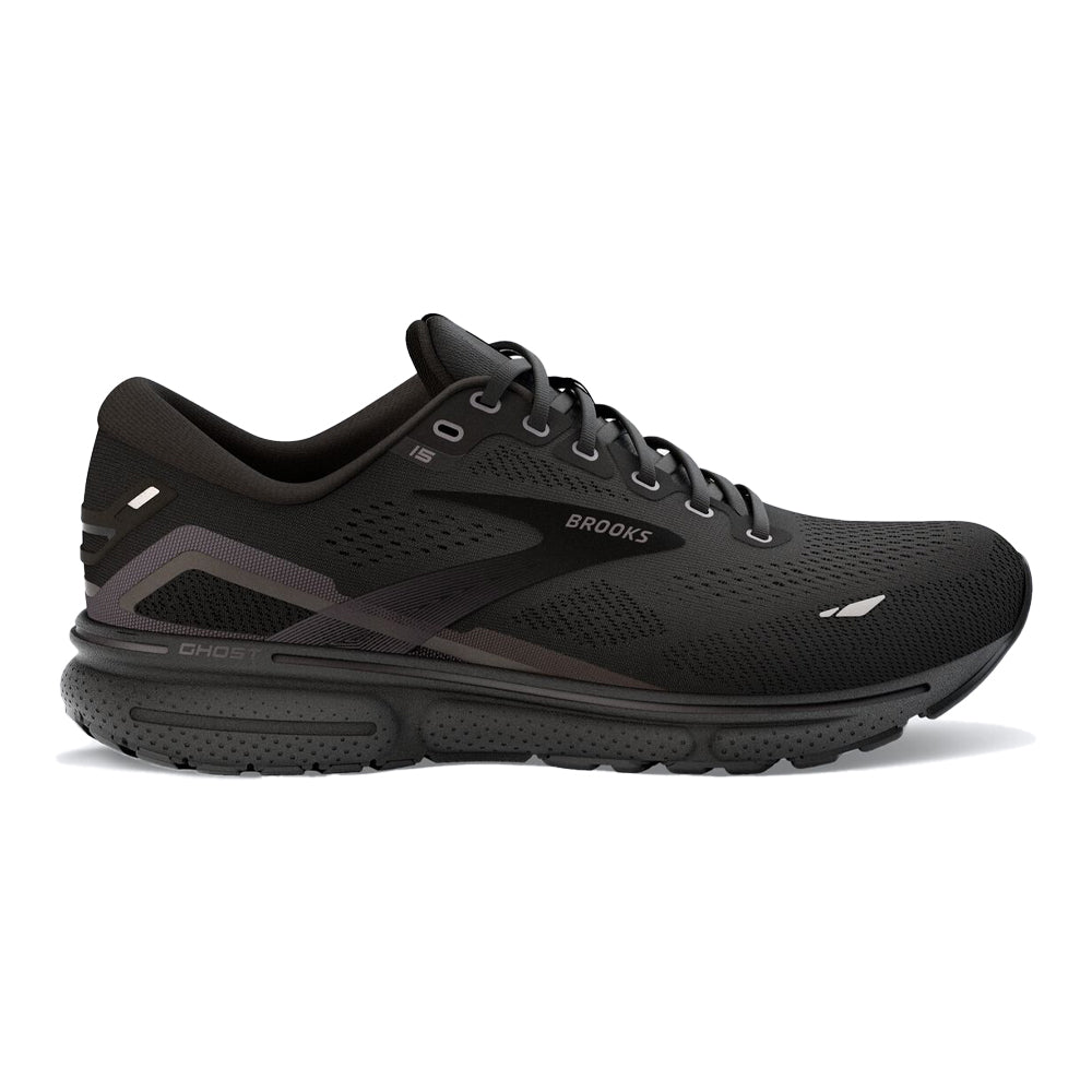 Men's Brooks Ghost 15, Black/Black/Ebony, 8.5 4E Extra Wide