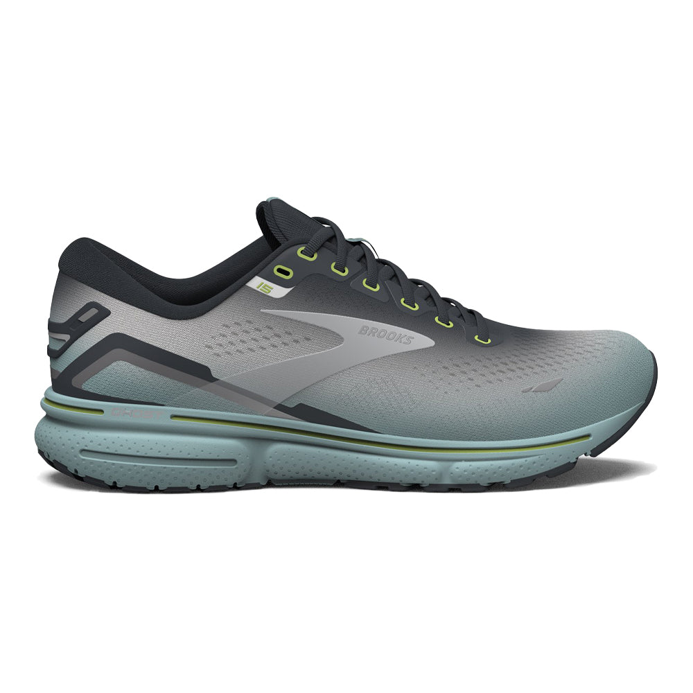 Men's Brooks Ghost 15, Grey/Oyster/Cloud Blue, 10 D Medium