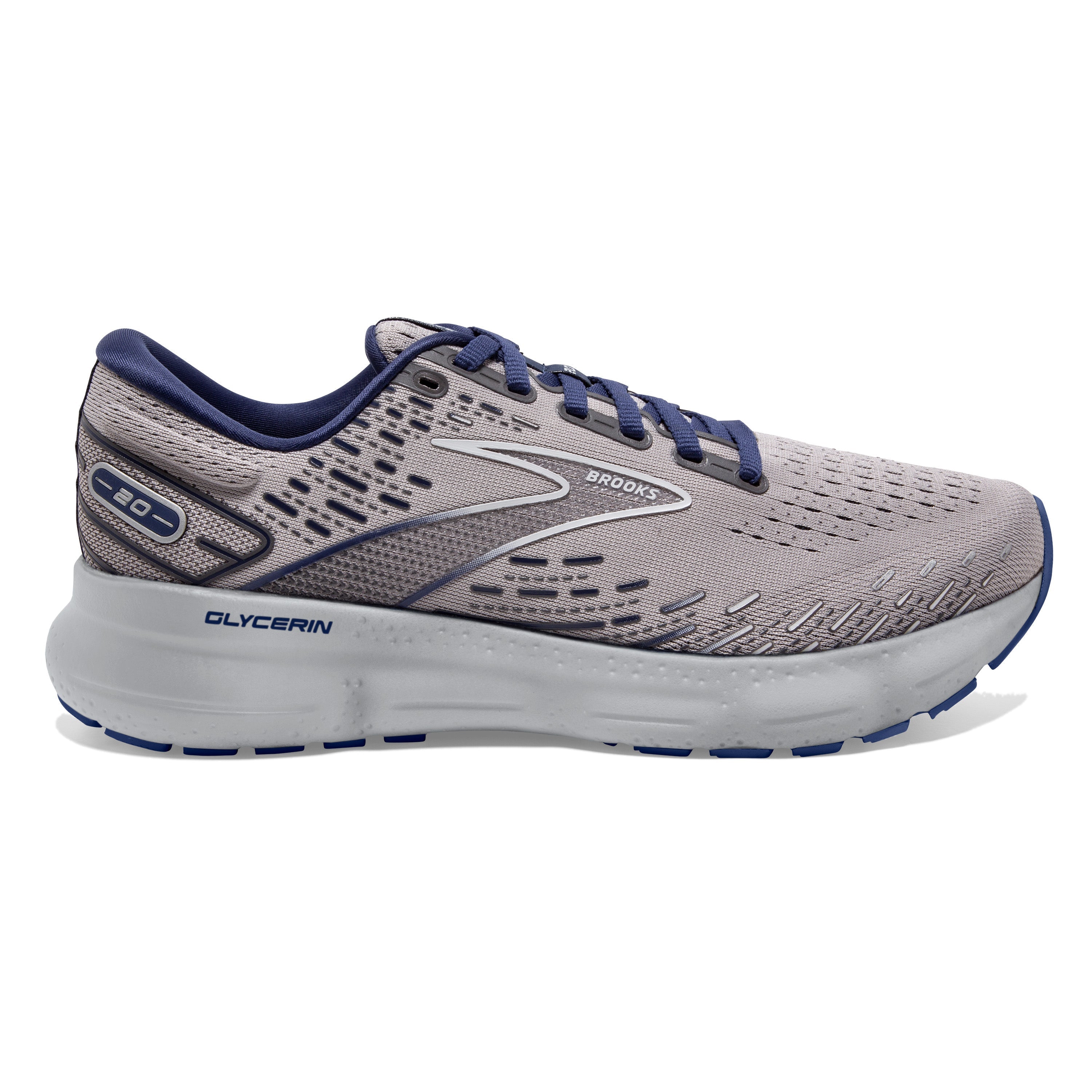 Men's Brooks Glycerin 20, Alloy/Grey/Blue Depths, 12 D Medium