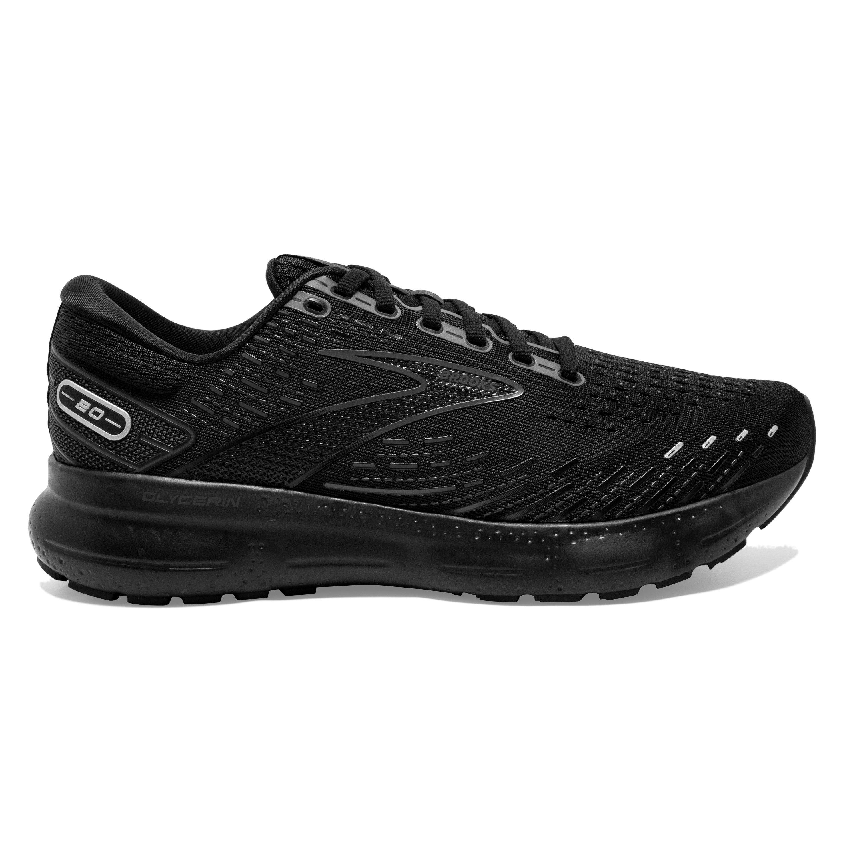 Men's Brooks Glycerin 20, Black/Black/Ebony, 12 2E Wide