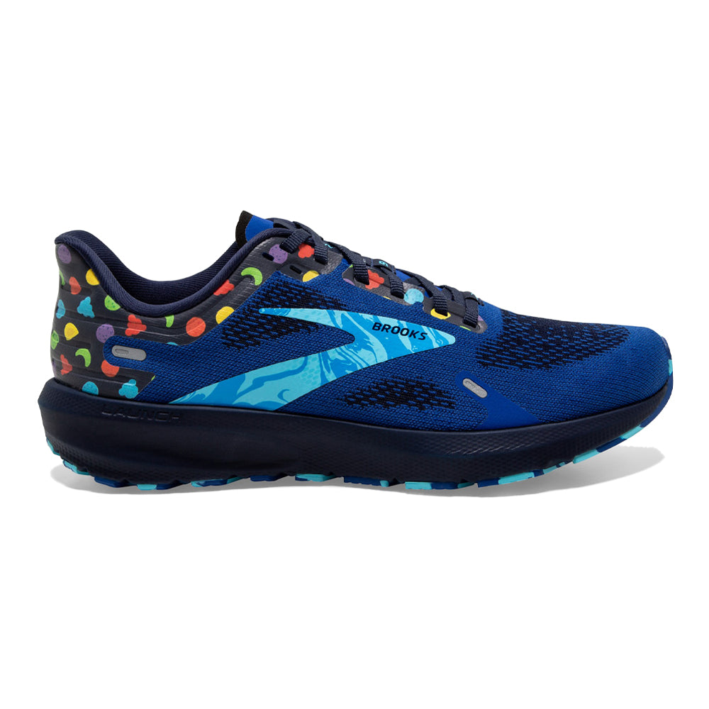 Men's Brooks Launch 9, Blue/Peacoat/Yellow, 12 D Medium