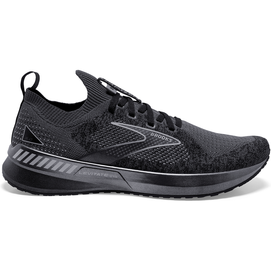 Men's Brooks Levitate Stealthfit GTS 5, Black/Ebony/Grey, 10.5 D Medium