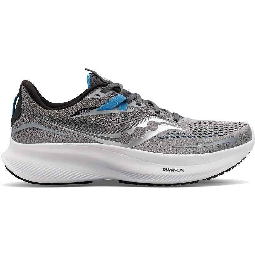 Men's Saucony Ride 15, Alloy/Topaz, 12.5 2E Wide