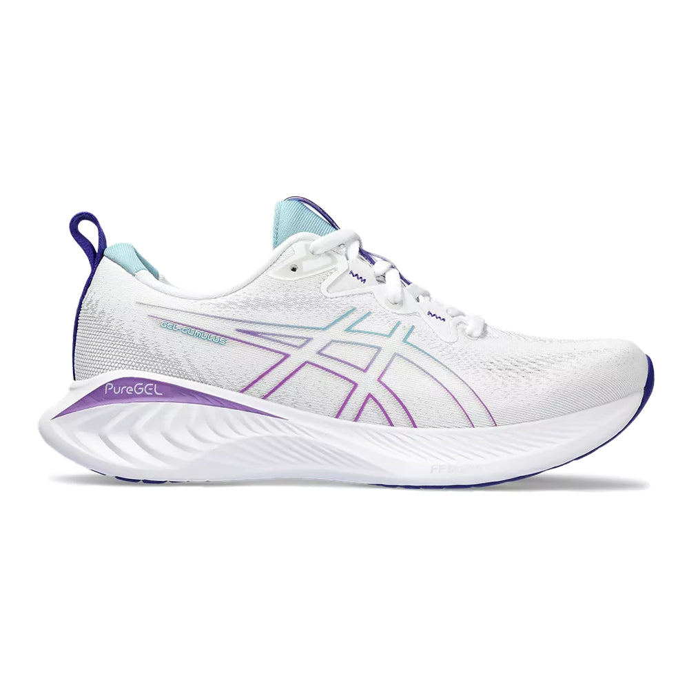 Women's Asics Gel-Cumulus 25, White/Gris Blue, 7.5 B Medium