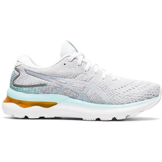 Women's Asics GEL-Nimbus 24, White/Pure Silver, 8 B Medium