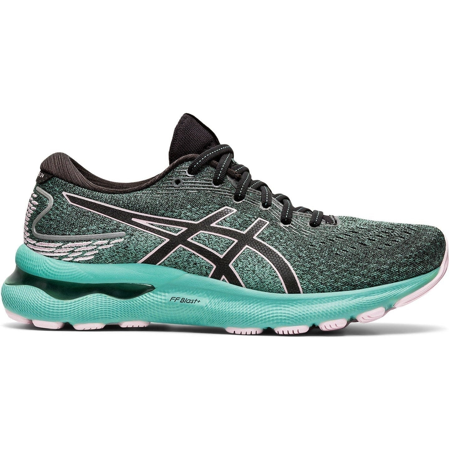 Women's Asics GEL-Nimbus 24, Black/Barely Rose, 7.5 B Medium