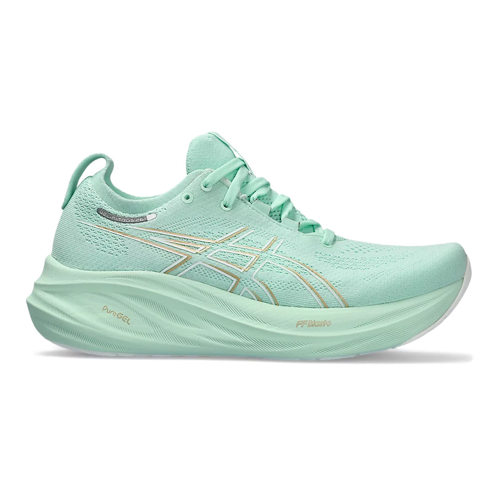 Women's Asics GEL-Nimbus 26, Mint Tint/Pale Mint, 8 D Wide