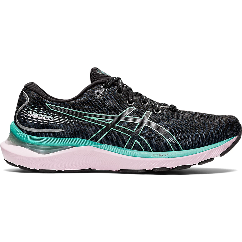 Women's Asics Gel-Cumulus 24, Black/Sage, 6 B Medium