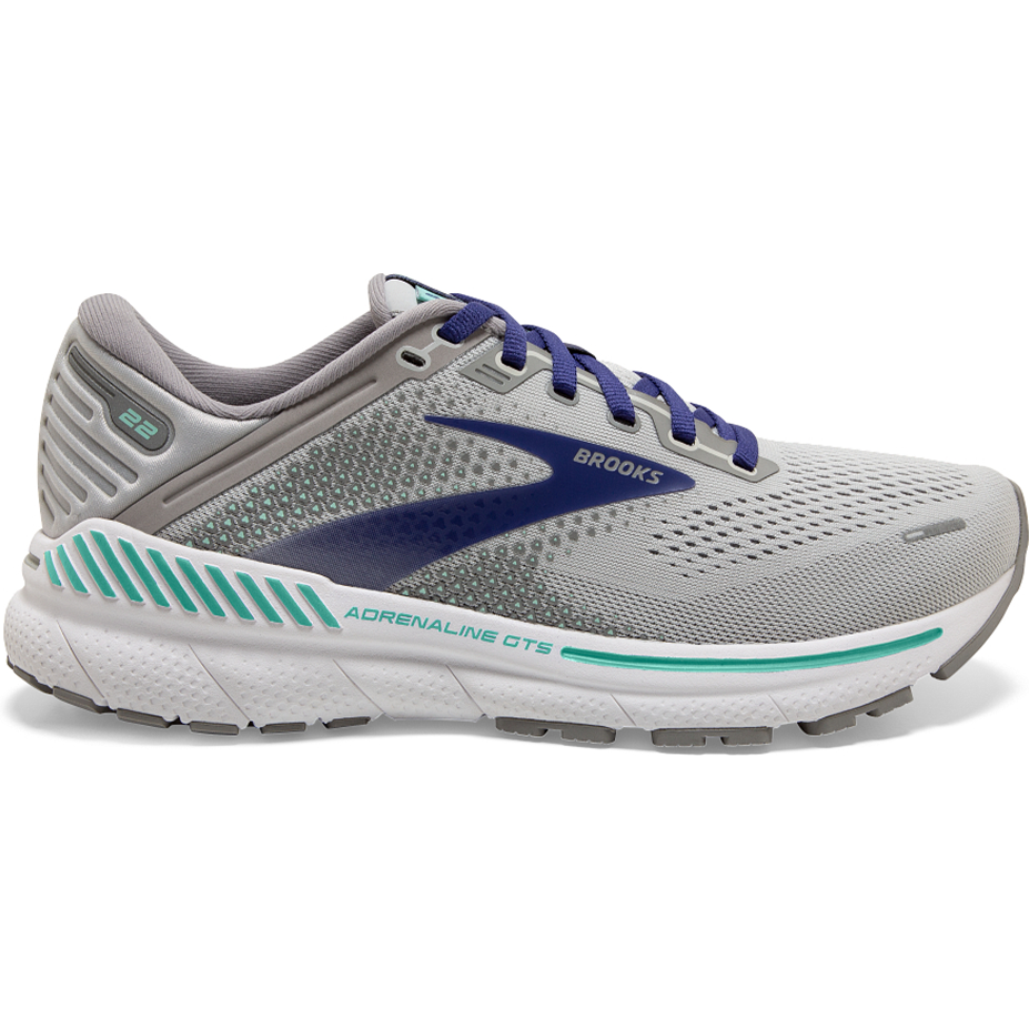 Women's Brooks Adrenaline GTS 22, Alloy/Blue/Green, 6 D Wide