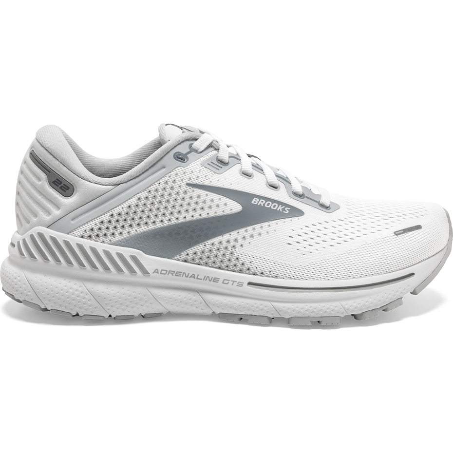 Women's Brooks Adrenaline GTS 22, White/Oyster/Primer Grey, 8 B Medium