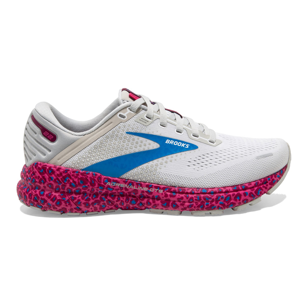 Women's Brooks Adrenaline GTS 22, White/Oyster/Brilliant, 10 B Medium