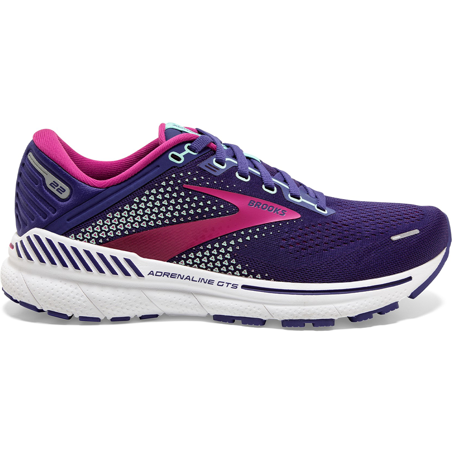 Women's Brooks Adrenaline GTS 22, Navy/Yucca/Pink, 8 B Medium