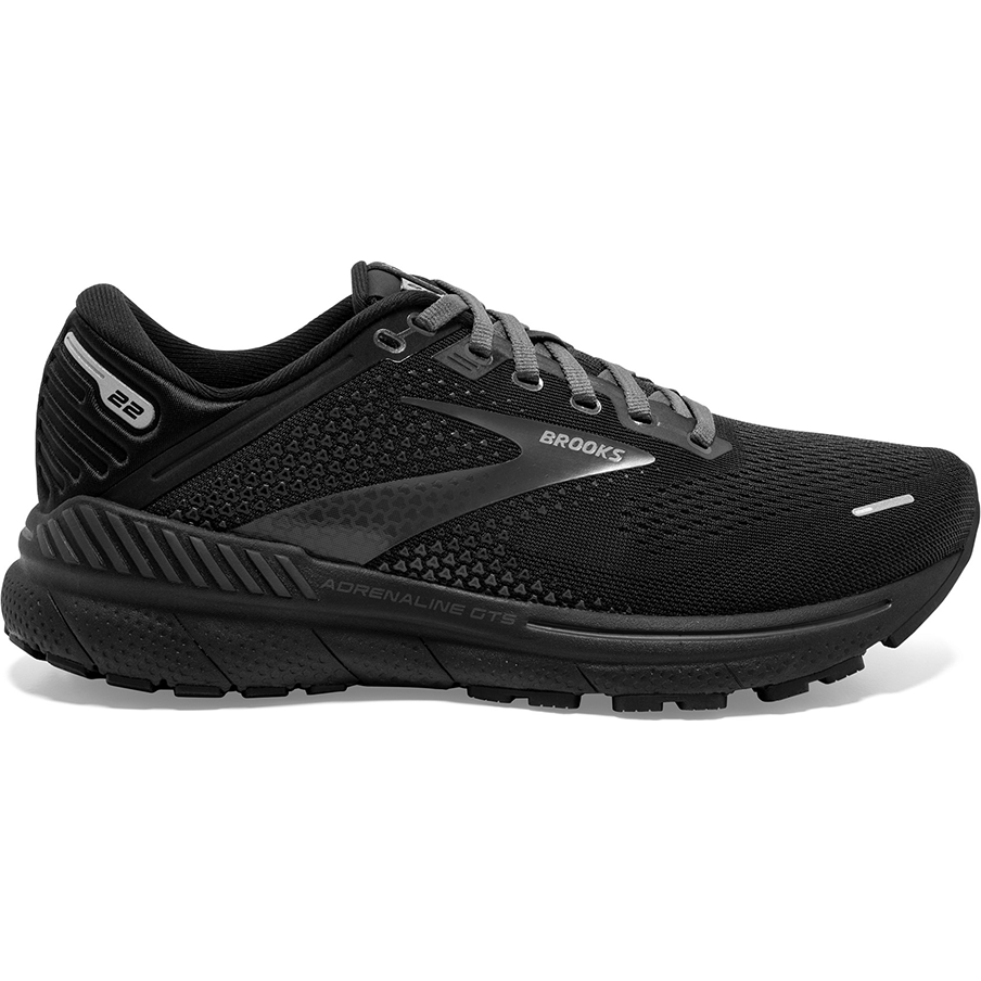 Women's Brooks Adrenaline GTS 22, Black/Black/Ebony, 7.5 D Wide