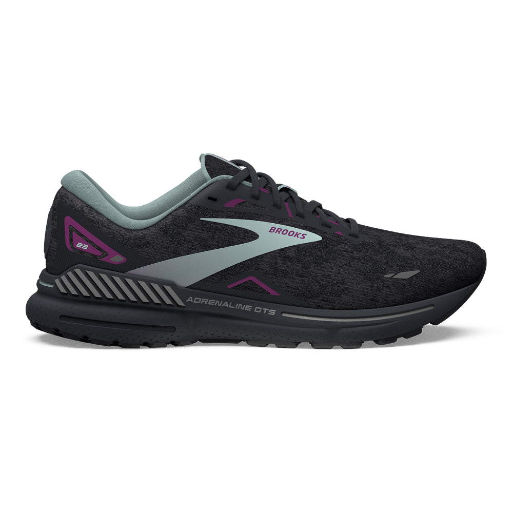 Women's Brooks Adrenaline GTS 23, Black/Light Blue/Purple, 9.5 B Medium