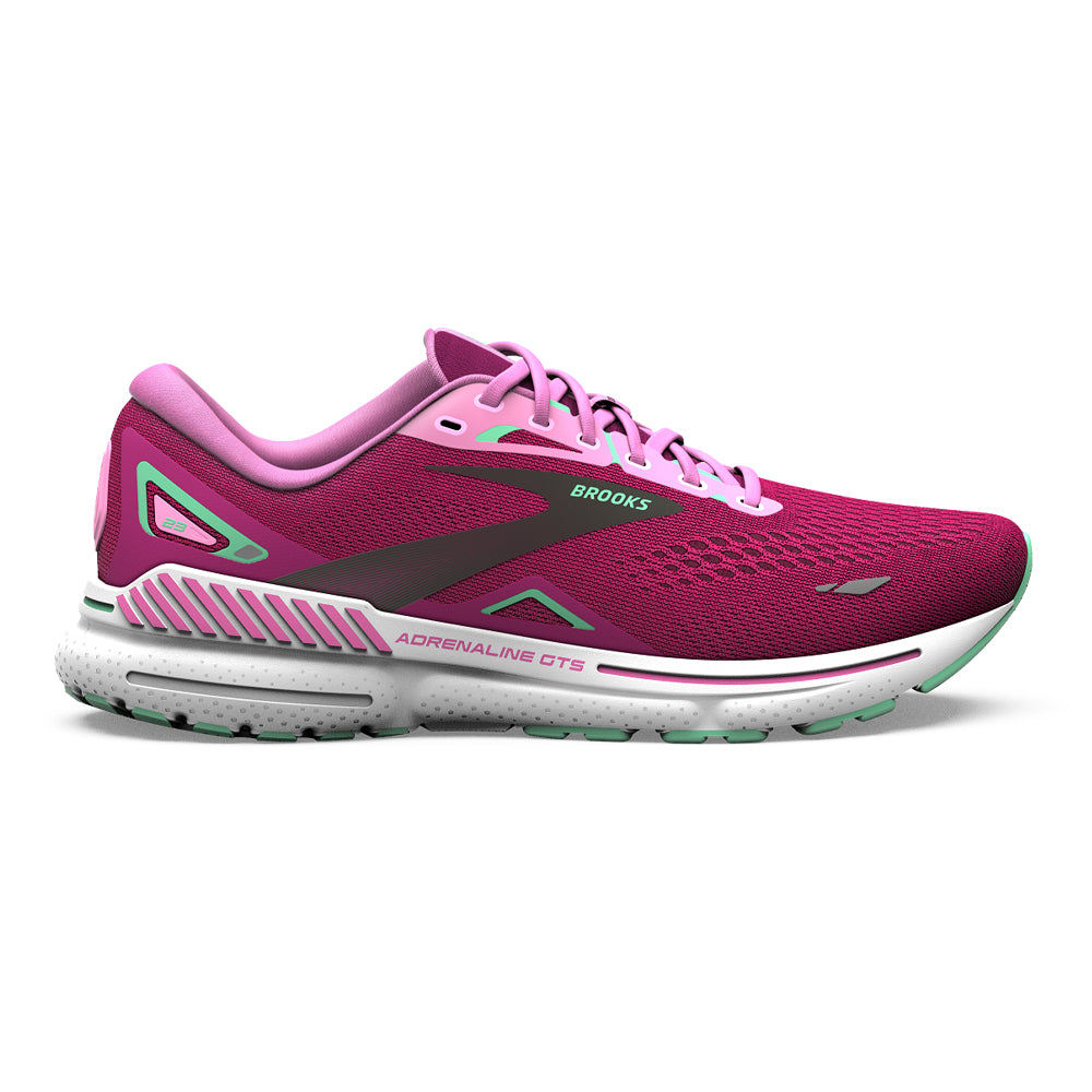 Women's Brooks Adrenaline GTS 23, Pink/Festival Fuchsia/Black, 6.5 B Medium