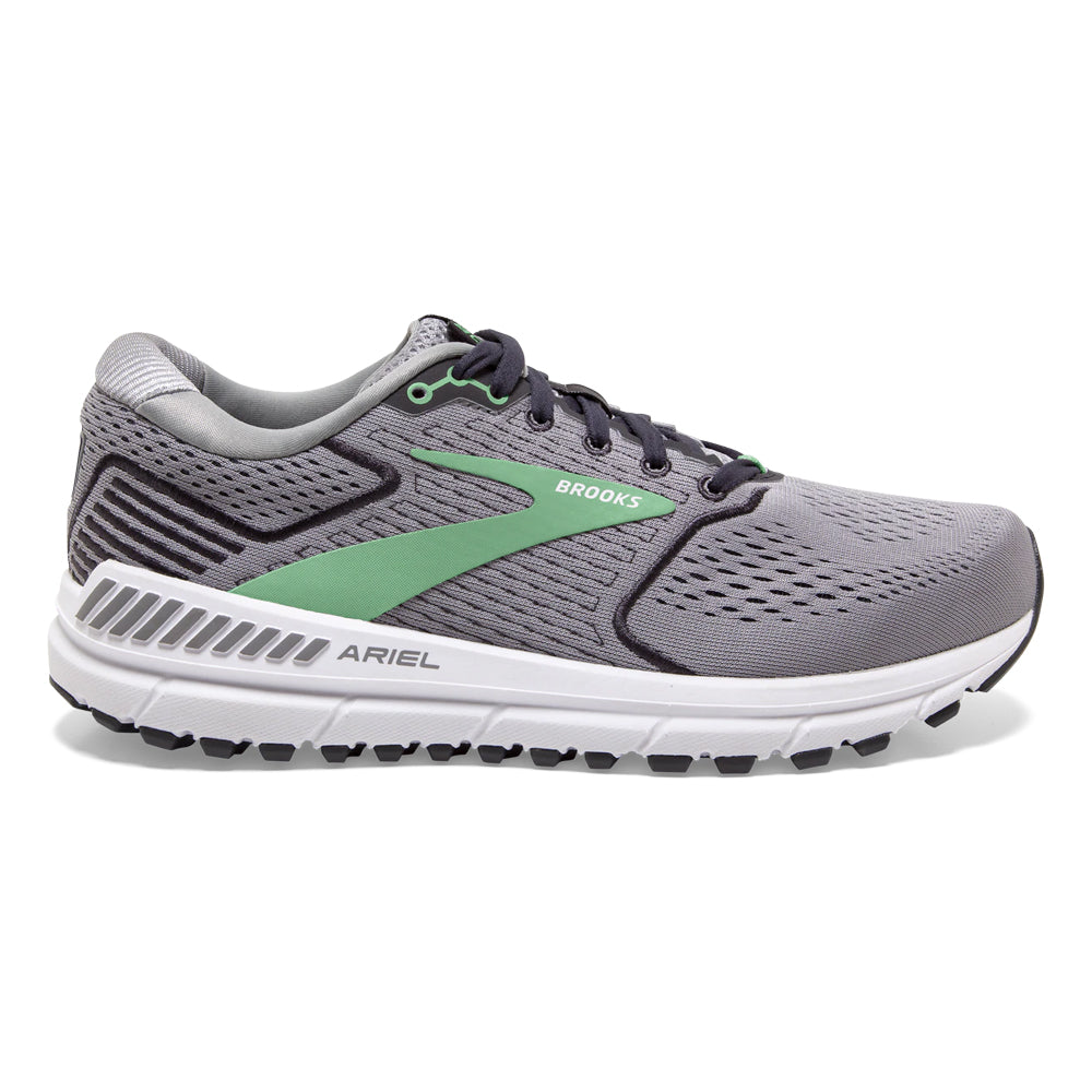 Women's Brooks Ariel '20, Alloy/Blackened Pearl/Green, 7 D Wide