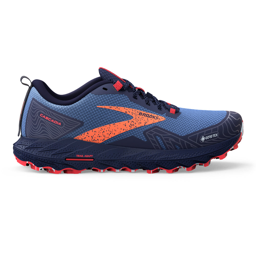 Women's Brooks Cascadia 17 GTX, Navy/Bittersweet/Peacoat, 7 B Medium
